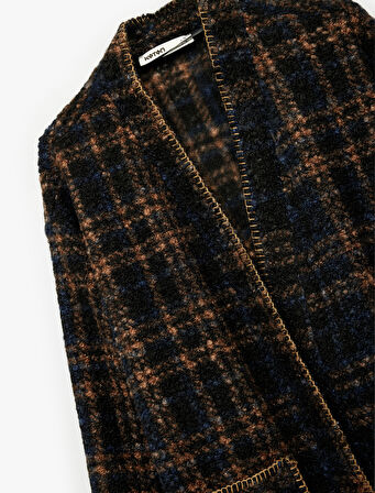 Ekose Kaban Uzun Kollu Cepli Çoban Dikişi Detaylı