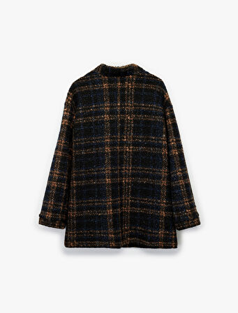 Ekose Kaban Uzun Kollu Cepli Çoban Dikişi Detaylı