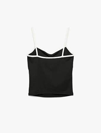 Slim Fit İp Askılı Önü Büzgülü Kolsuz Bluz