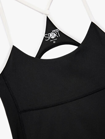 Slim Fit Çapraz İp Askılı Sırt Detaylı Spor Bluz