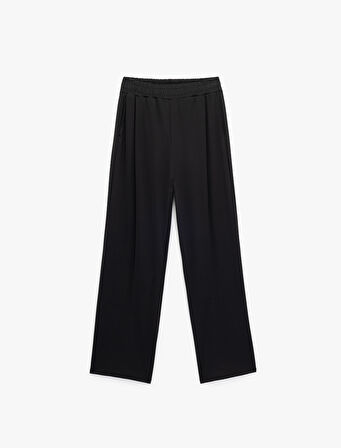 Cepli Rahat Kalıp Yüksek Bel Geniş Paça Spor Eşofman Altı