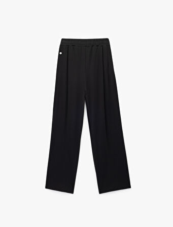 Cepli Rahat Kalıp Yüksek Bel Geniş Paça Spor Eşofman Altı