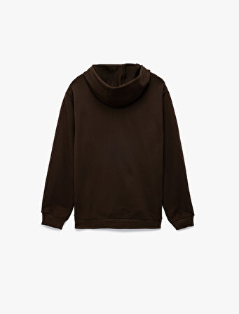 Pamuklu Uzun Kollu Fermuarlı Kanguru Cepli Kapüşonlu Sweatshirt