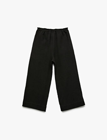 Pamuklu Basic Müslin Geniş Paça Pantolon