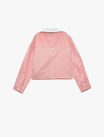 Pamuklu Uzun Kollu Çizgili Crop Gömlek