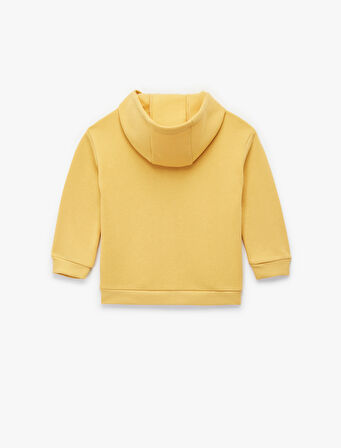 Uzun Kollu Bisiklet Yaka Fermuarlı Kapşonlu Sweatshirt