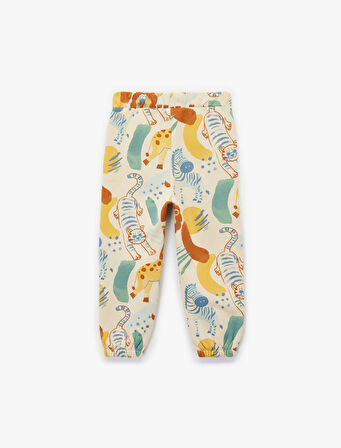 Şardonlu Hayvanlar Baskılı Jogger Eşofman Altı