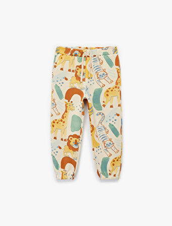 Şardonlu Hayvanlar Baskılı Jogger Eşofman Altı