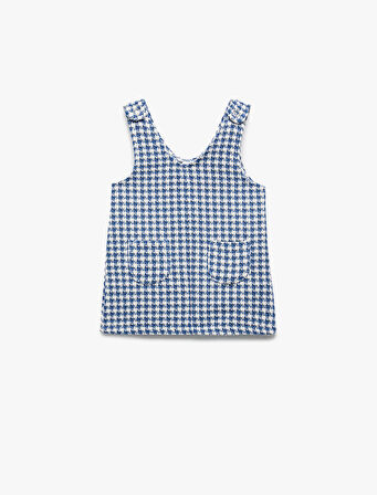 Cepli V Yaka Kolsuz Pötikareli Tüvit Jile Salopet Elbise