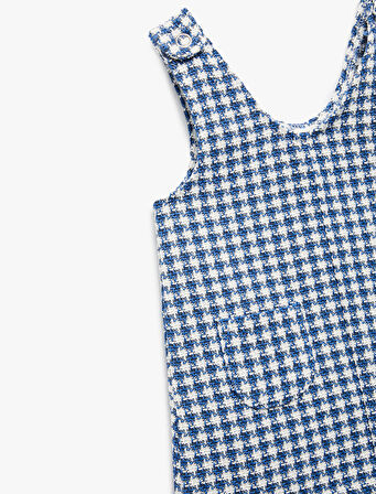 Cepli V Yaka Kolsuz Pötikareli Tüvit Jile Salopet Elbise