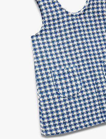 Cepli V Yaka Kolsuz Pötikareli Tüvit Jile Salopet Elbise