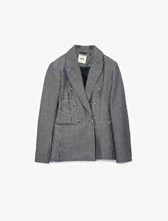 Slim Fit Cepli Uzun Kollu Kruvaze Blazer Ceket