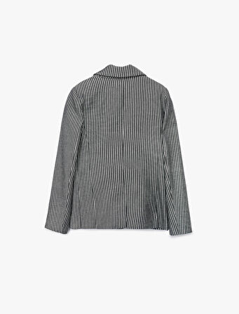 Slim Fit Cepli Uzun Kollu Kruvaze Blazer Ceket