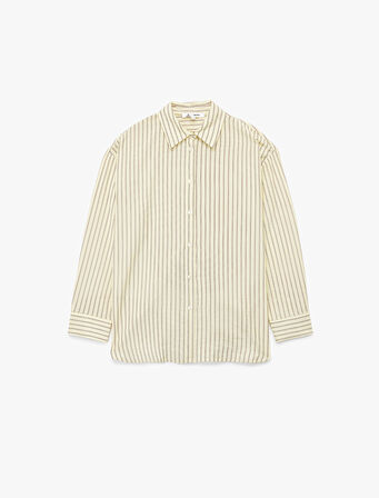 Düğmeli Uzun Kollu Klasik Yaka Oversize Viskon Gömlek