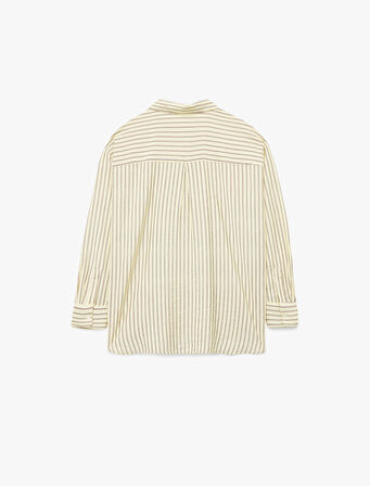 Düğmeli Uzun Kollu Klasik Yaka Oversize Viskon Gömlek