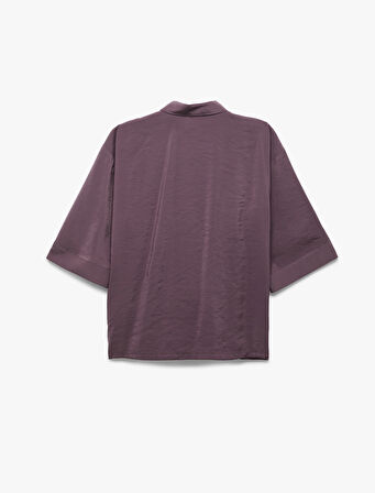 Modal Kumaş Cepli 3/4 Geniş Kollu Kimono
