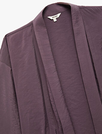 Modal Kumaş Cepli 3/4 Geniş Kollu Kimono