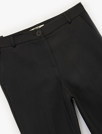 Slim Fit Standart Bel Cepli Geniş İspanyol Paça Kumaş Pantolon