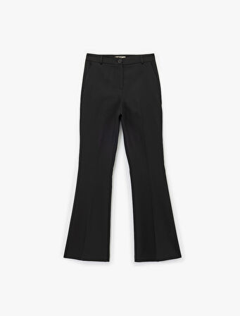 Slim Fit Standart Bel Cepli Geniş İspanyol Paça Kumaş Pantolon