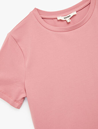 Pamuklu Slim Fit Kısa Kollu Bisiklet Yaka Tişört