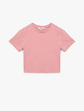 Pamuklu Slim Fit Kısa Kollu Bisiklet Yaka Tişört