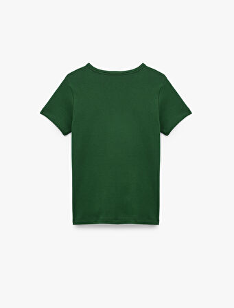 Pamuklu Kısa Kollu Bisiklet Yaka Basic Tişört