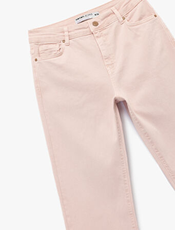 Kesik Paça Basic Denim Pantolon