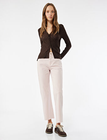 Kesik Paça Basic Denim Pantolon