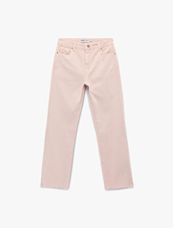Kesik Paça Basic Denim Pantolon