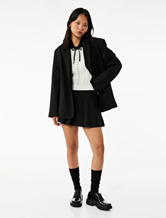 Normal Bel Pileli Mini Etek