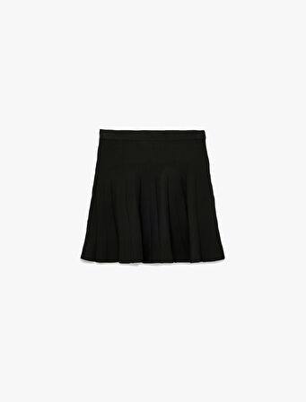 Normal Bel Pileli Mini Etek