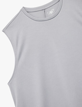 Rahat Kalıp Kolsuz Basic Bisiklet Yaka Spor Atleti