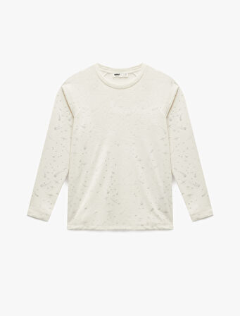 Rahat Kalıp Uzun Kollu Bisiklet Yaka Pijama Üstü