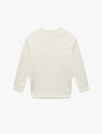 Rahat Kalıp Uzun Kollu Bisiklet Yaka Pijama Üstü