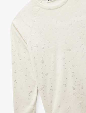 Rahat Kalıp Uzun Kollu Bisiklet Yaka Pijama Üstü