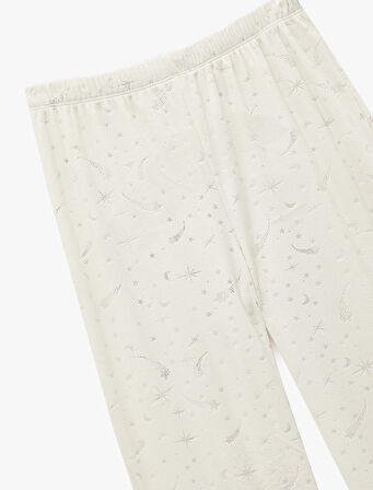 Yılbaşı Temalı Yıldız Desenli Parıltılı Kadife Pijama Altı