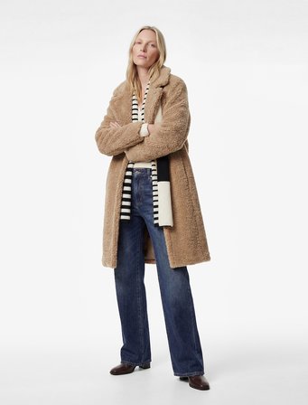 Koton X Sibil Çetinkaya - Oversize Peluş Kaban Cepli Düğmeli Uzun Kollu