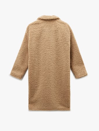 Koton X Sibil Çetinkaya - Oversize Peluş Kaban Cepli Düğmeli Uzun Kollu