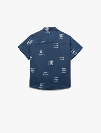 Keten ve Viskon Karışımlı Cep Detaylı Kısa Kollu Gömlek