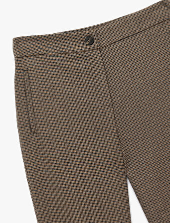 Regular Fit Normal Bel Ekose Cigarette Pantolon