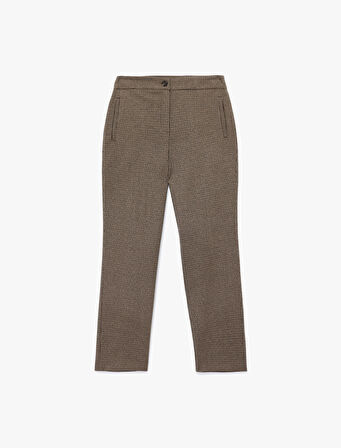 Regular Fit Normal Bel Ekose Cigarette Pantolon