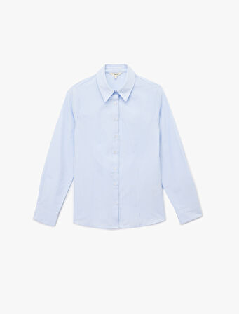 Slim Fit Uzun Kollu Klasik Yaka Çizgili Gömlek