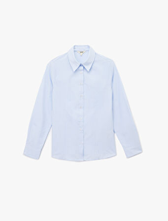 Slim Fit Uzun Kollu Klasik Yaka Çizgili Gömlek