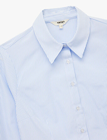 Slim Fit Uzun Kollu Klasik Yaka Çizgili Gömlek