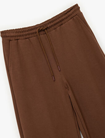 Cepli Rahat Kalıp Beli Bağcıklı Modal Karışımlı Geniş Paça Eşofman Altı