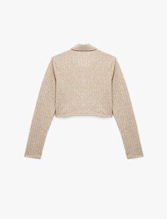 Uzun Kollu Gömlek Yaka Düğmeli Triko Pijama Üstü