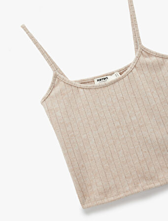 Rahat Kalıp Crop İnce Askılı Pijama Üstü