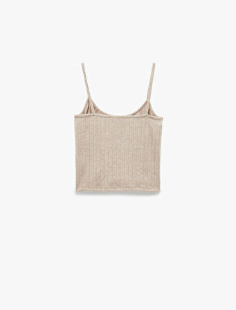 Rahat Kalıp Crop İnce Askılı Pijama Üstü