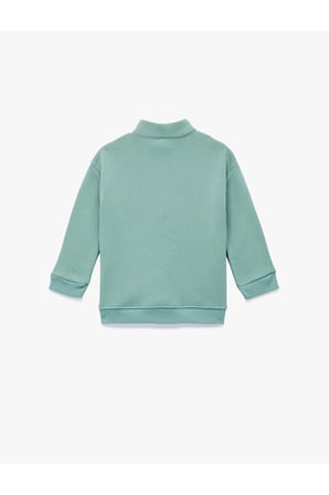 Koton Erkek Bebek Şardonlu Uzun Kollu Yarım Fermuarlı Dik Yaka Oversize Sweatshirt