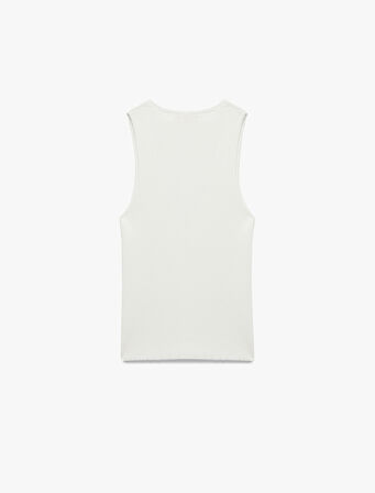 Düğmeli Derin V Yaka Kolsuz Triko Atlet